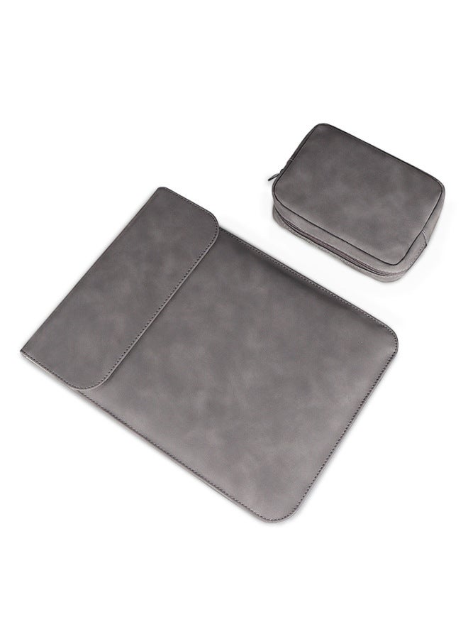 Macbook Laptop Tablet Inner Bag Protective Leather Case 1345.6 Inch Ultrabook Pro-Color:The Fifth Generation Of Micro Velvet Deep Space Ash (vertical Version With Small Bag)-Dimensions:13.3 Inch